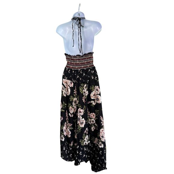 Curvy Sense Multi Floral Halter Asymmetrical Hem Maxi Dress Size 2X Boho Beach - Picture 2 of 7